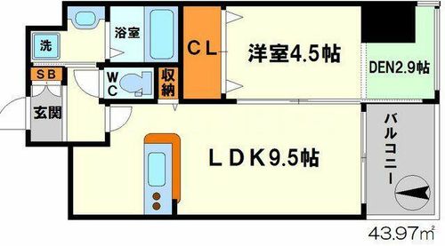 大阪府大阪市淀川区西中島1丁目(マンション)の賃貸物件の間取り