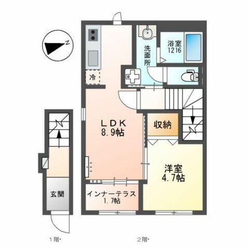 旭区森小路2丁目アパート新築工事の間取り
