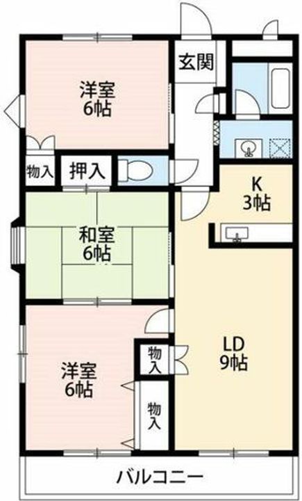 愛知県岡崎市大和町字沓市場(マンション)の賃貸物件406の間取り
