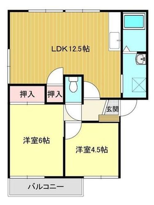 バンブーアルカディアF棟101の間取り