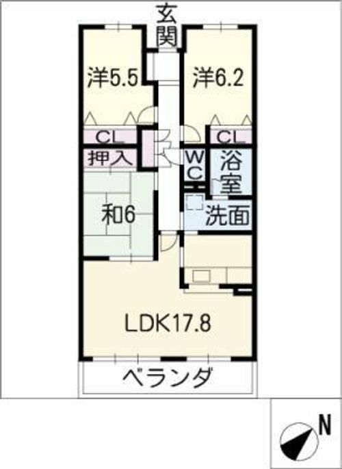 本山日和町ヒルズ 106号の間取り