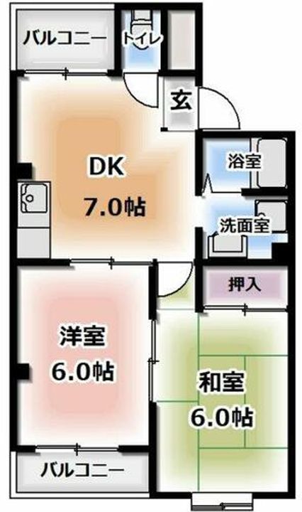 大阪府門真市北岸和田3丁目(マンション)の賃貸物件の間取り