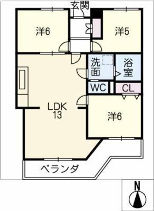 オオタピア植田 302号室の間取り