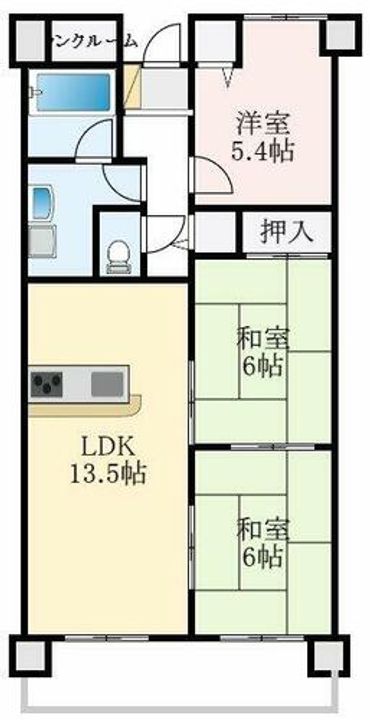 大阪府大阪狭山市茱萸木8丁目(マンション)の賃貸物件の間取り