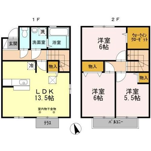 オークスコート西新在家 A棟の間取り