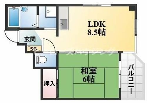 大阪府豊中市南桜塚1丁目(マンション)の賃貸物件の間取り