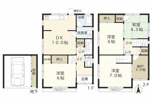 奈良県奈良市南紀寺町2丁目(一戸建)の賃貸物件の間取り