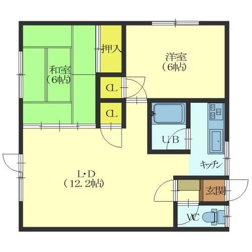 北海道函館市大森町(アパート)の賃貸物件の間取り