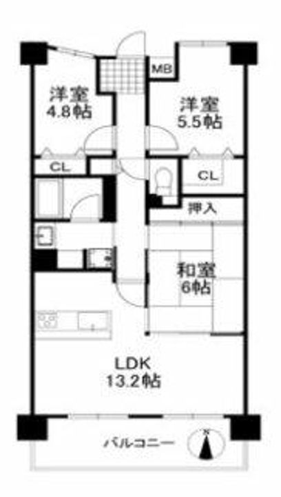 河内長野グリーンマンションの間取り