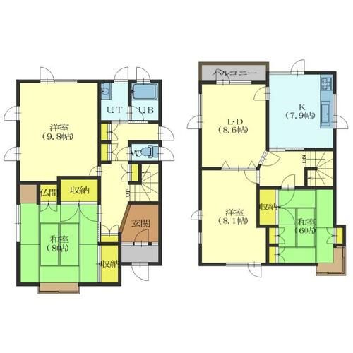 北海道函館市本町(一戸建)の賃貸物件の間取り