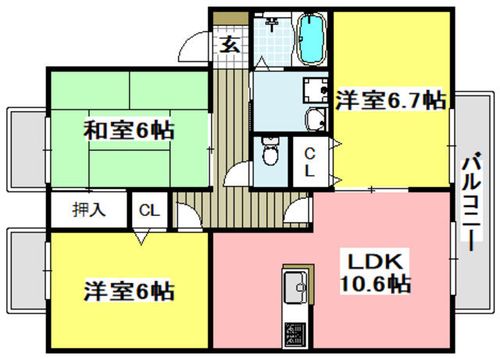 フォーチュンⅠ102の間取り