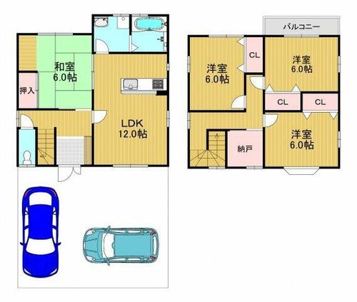 大阪府富田林市梅の里1丁目(一戸建)の賃貸物件の間取り