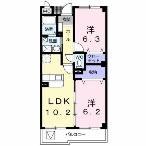 京都府福知山市桔梗が丘1丁目(マンション)の賃貸物件0201の間取り