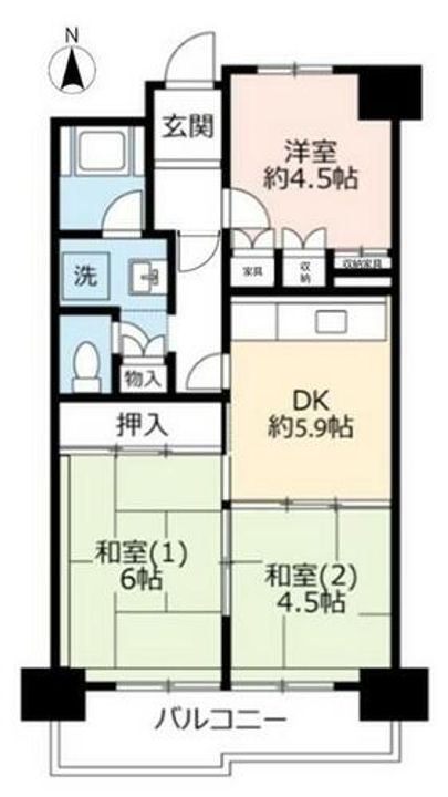 UR玉串西0020907の間取り