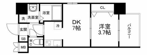 プライマル南森町パークビュー(旧ビガーポリス277滝川公園Ⅱ)の間取り