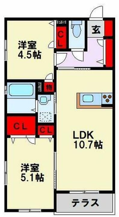 福岡県北九州市八幡西区引野3丁目(アパート)の賃貸物件の間取り