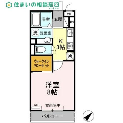 愛知県岡崎市井内町字下堤(アパート)の賃貸物件の間取り