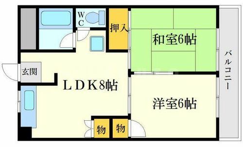 大阪府吹田市山田西4丁目(マンション)の賃貸物件の間取り