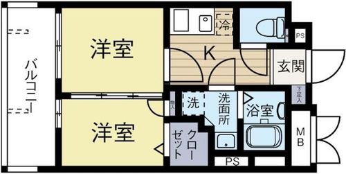 福岡県福岡市中央区荒戸1丁目(マンション)の賃貸物件の間取り