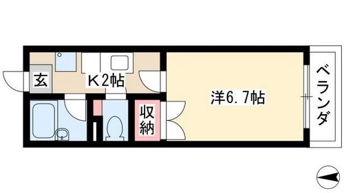 中村パークビルⅡ405の間取り