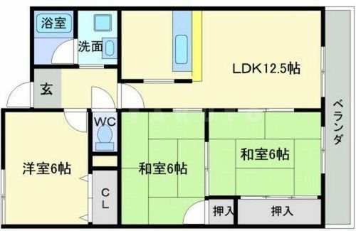 大阪府吹田市佐井寺南が丘(マンション)の賃貸物件の間取り