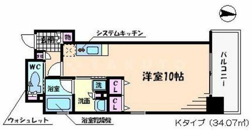 大阪府大阪市中央区高麗橋2丁目(マンション)の賃貸物件の間取り