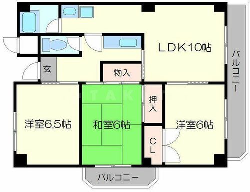 大阪府吹田市五月が丘南(マンション)の賃貸物件の間取り