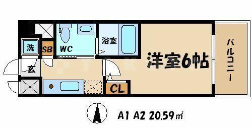 大阪府大阪市都島区都島南通2丁目(マンション)の賃貸物件の間取り