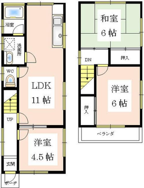 愛知県名古屋市南区呼続5丁目(一戸建)の賃貸物件2の間取り