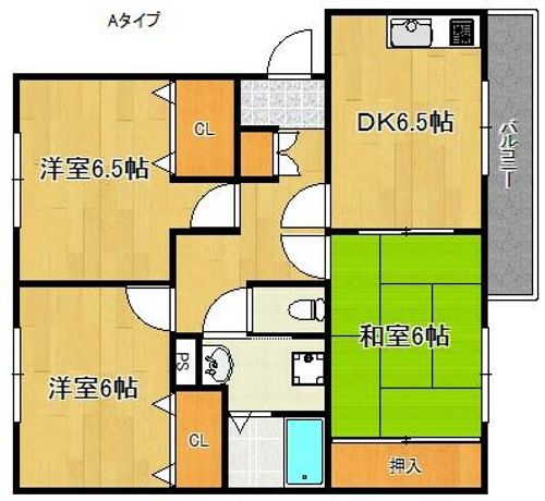 大阪府泉佐野市上町1丁目(マンション)の賃貸物件の間取り