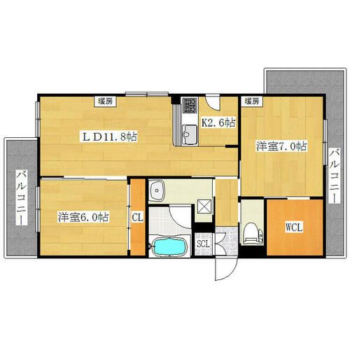 北海道札幌市豊平区月寒東二条3丁目(マンション)の賃貸物件の間取り