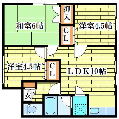 北信ハイツA205の間取り