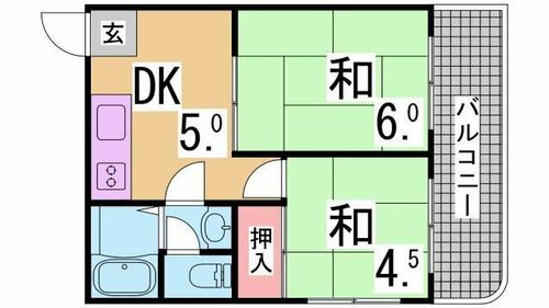 兵庫県神戸市長田区西山町3丁目(マンション)の賃貸物件の間取り