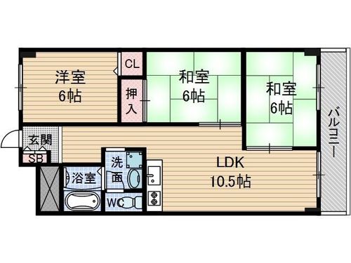 大阪府茨木市真砂1丁目(マンション)の賃貸物件の間取り