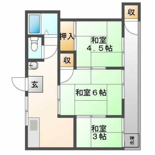 浜風コーポ 2棟202の間取り