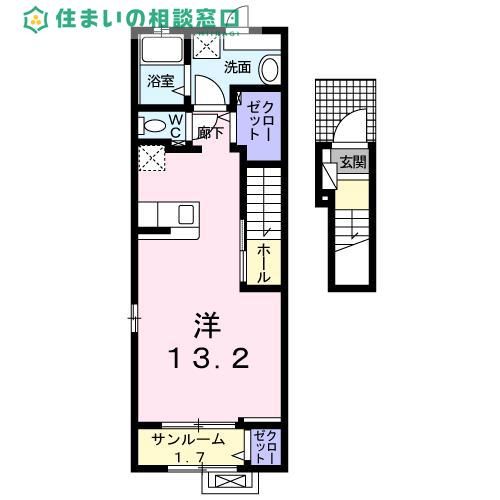 愛知県岡崎市緑丘1丁目(アパート)の賃貸物件の間取り