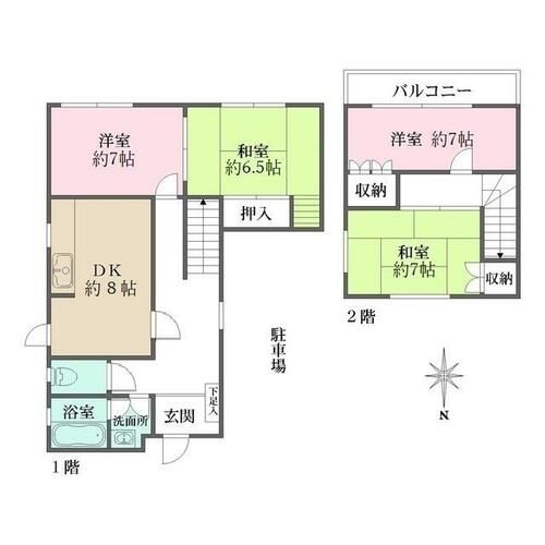 大阪府箕面市牧落3丁目(一戸建)の賃貸物件1の間取り