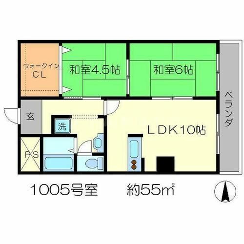 日商岩井朱雀マンションの間取り