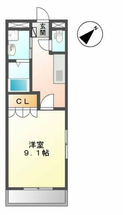 エスポアワンルームⅢの間取り