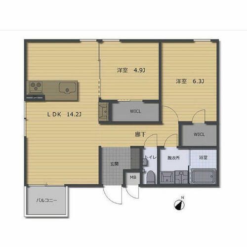 楠ヴィレッジ1-Cの間取り
