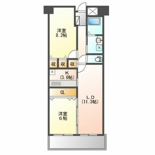 ソーラスフロント富船325の間取り