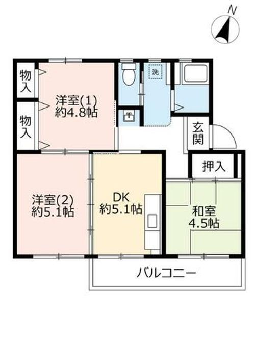 UR中登美第三C110302の間取り