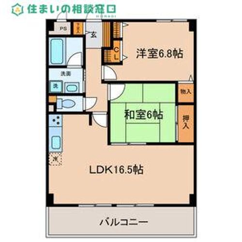 愛知県岡崎市大門4丁目(マンション)の賃貸物件の間取り