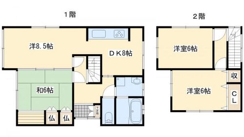 福岡県中間市東中間3丁目(一戸建)の賃貸物件1の間取り