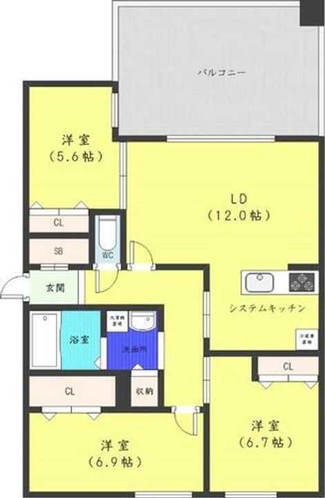 北海道札幌市中央区宮の森二条8丁目(マンション)の賃貸物件の間取り