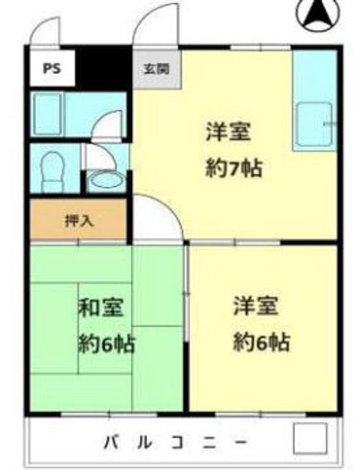 京都府京都市中京区西ノ京原町(マンション)の賃貸物件102の間取り