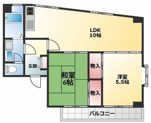 大阪府豊中市東豊中町6丁目(マンション)の賃貸物件の間取り