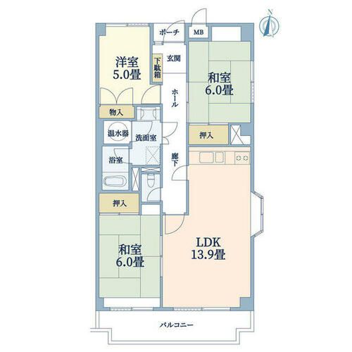 御影野村ハイツE棟の間取り