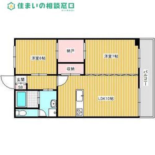 愛知県岡崎市戸崎町字野畔(マンション)の賃貸物件の間取り