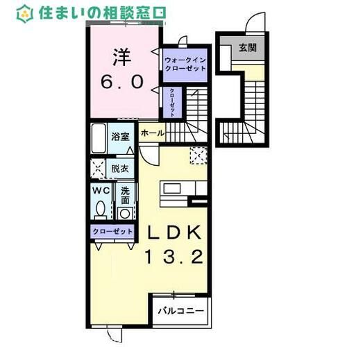 愛知県西尾市住崎町新切山(アパート)の賃貸物件の間取り
